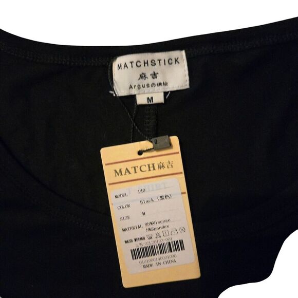 Matchstick Medium NWT Gathered Long Black Shirt Witchy Dark Academia - Picture 3 of 6